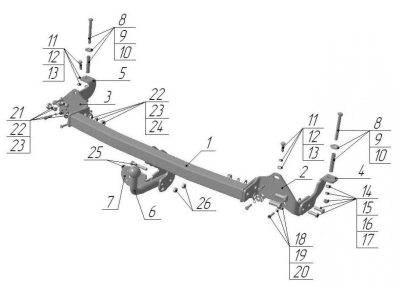 Фаркоп Avtos для Fiat Doblo 2001-2015